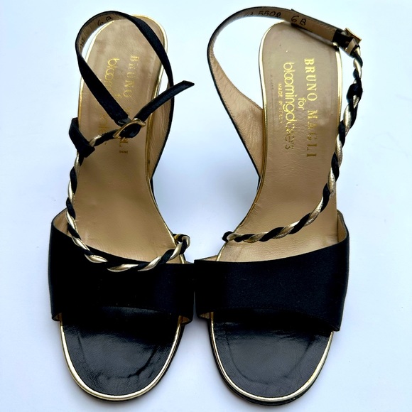 Bruno Magli Vintage Women's Size 6B Made In Italy Black and Gold Heels - Picture 1 of 7